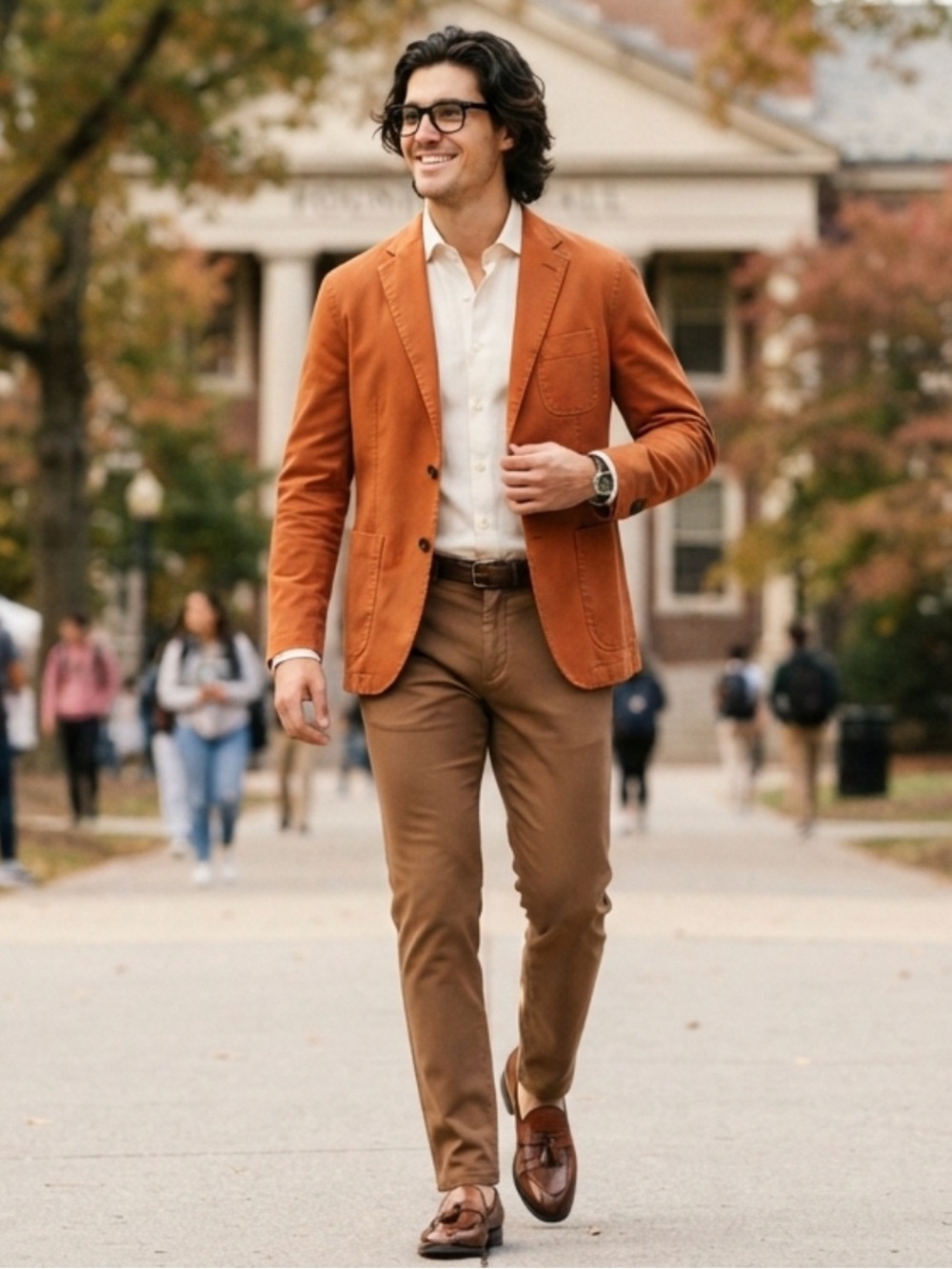 Massimo Dutti Retro Burnt Orange Cotton Twill Sports Jacket Blazer 36R EUC